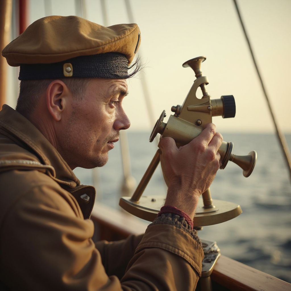 Traditional navigation with sextant